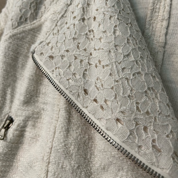 Lou & grey off white Moto jacket crochet zip Large asymmetrical jacket Crop - Picture 8 of 15